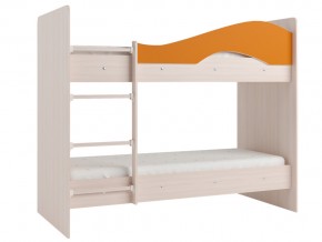 Кровать 2-х ярусная Мая на латофлексах млечный дуб, оранжевая в Верхней Туре - verhnyaya-tura.magazinmebel.ru | фото