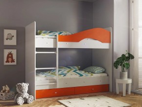 Кровать 2-х ярусная Мая с ящиками на латофлексах белый-оранж в Верхней Туре - verhnyaya-tura.magazinmebel.ru | фото - изображение 1