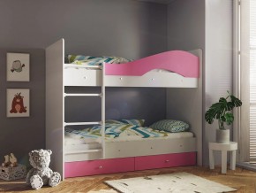 Кровать 2-х ярусная Мая с ящиками на латофлексах белый-розовый в Верхней Туре - verhnyaya-tura.magazinmebel.ru | фото