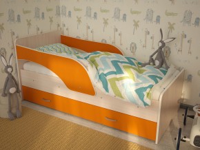 Кровать детская Максимка млечный дуб-оранж в Верхней Туре - verhnyaya-tura.magazinmebel.ru | фото