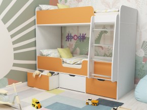 Кровать двухъярусная Малыш двойняшка белый-оранжевый в Верхней Туре - verhnyaya-tura.magazinmebel.ru | фото