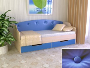 Кровать Юниор Тип 2 дуб молочный/синий 800х1600 в Верхней Туре - verhnyaya-tura.magazinmebel.ru | фото